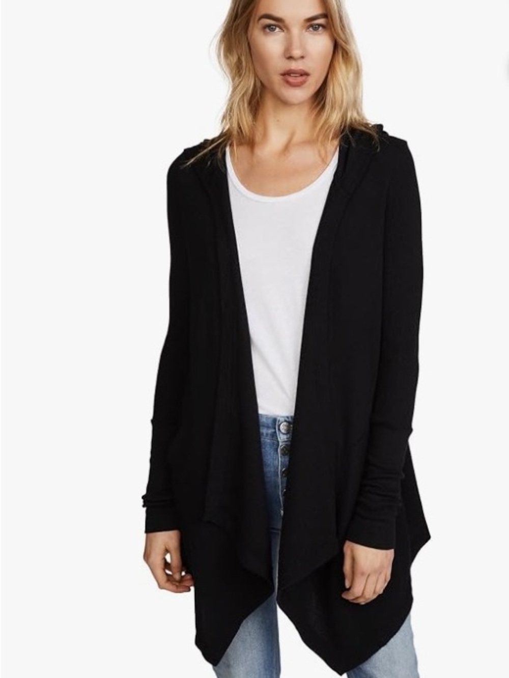 Splendid WHITE Hooded Open-Front Women’s Cardigan